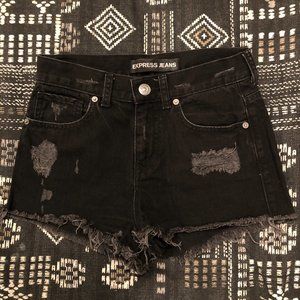 Express Jeans High Waisted Black Denim Shorts